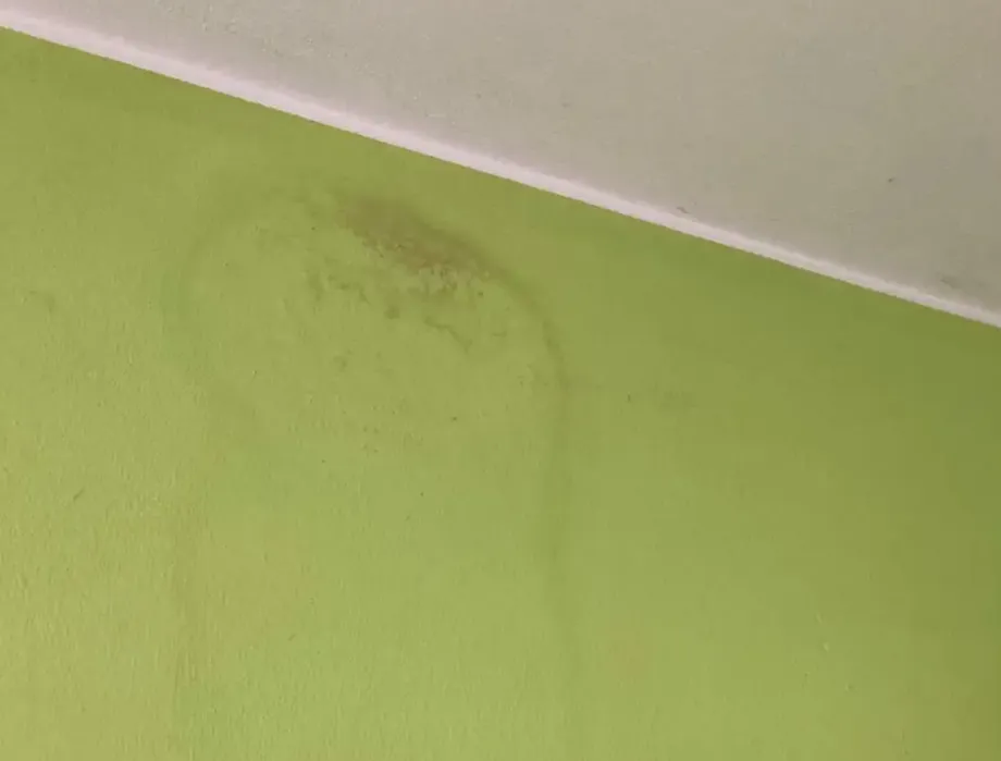 Çatı akması sonucu duvar üstünde görünür nem lekeleri 